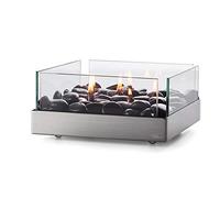 Philippi - Chimenea de mesa FIREPLACE - cuadrada - 6 llamas brillan en medio de guijarros negros del río - la nueva lámpara de aceite de PHILIPPI