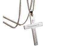 Philippians 4:13 - Collar con colgante de cruz simple para hombre, amuleto, joyería, unisex, felicitaciones, accesorio de calle, para hombres y mujeres, regalo casual