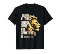 Philippians 4:13 Religious Lion Strengthens Christian Camiseta