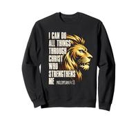 Philippians 4:13 Religious Lion Strengthens Christian Sudadera