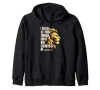 Philippians 4:13 Religious Lion Strengthens Christian Sudadera con Capucha