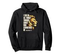 Philippians 4:13 Religious Lion Strengthens Christian Sudadera con Capucha
