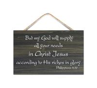 Philippians 4:19 But My God Will Supply All Your Needs in Christ Jesus According to His Riches in Gl - Letrero de madera rústica para colgar en casa, sala de estar, dormitorio, 10 x 16 pulgadas
