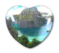 Philippines ElNido Palawan - Imán para nevera, pegatinas decorativas para nevera, recuerdo de viaje, vidrio en forma de corazón