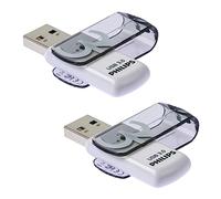 Philips 2 Unidades USB Stick 32GB Memory USB 3.0 Flash Drive Vivid Edition with Swivel for PC, Laptop, Computer Data Storage 2 x 32GB Reads up to 100MB/s Grey