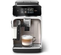 PHILIPS 2300 Cafetera Superautomática LatteGo, 4 bebidas, Cromo Blanco | Cafetera espresso, molinillo cerámico, SilentBrew 40% más silencioso, pantalla táctil, espumador de leche LatteGo (EP2333/40)