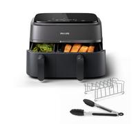Philips Airfryer Dual Basket Serie 3000, 9L, Freidora de aire con 2 cestas, Kit Desayuno, Tecnología Rapid Air, 99% menos de grasa, ahorro de energía, ideal para familias, App HomeID (NA350/03)