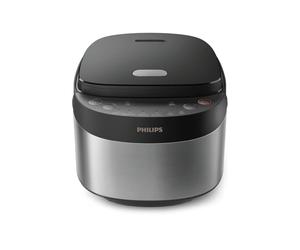 Philips 3000 Olla Arrocera Eléctrica, 0,85L, 8 Menús, Negro | Cocción rápida 30 min, 0,85L, 600W, olla antiadherente 4 capas, 8 menús automáticos, diseño compacto (HD3093/80)