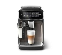 PHILIPS 3300 Cafetera Superautomática LatteGo, 6 bebidas, Cromo Negro | Cafetera espresso, molinillo cerámico, SilentBrew 40% más silencioso, pantalla táctil, espumador de leche LatteGo (EP3347/90)