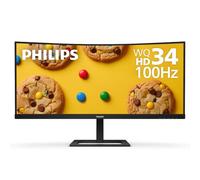 Philips 346E2CUAE 34 pulgadas curvado sin marco, UltraWide QHD 3440x1440,100Hz, 121% sRGB, 1ms MPRT, carga USB-C, MultiView PIP/PBP, altura ajustable, reemplazo avanzado de 4 años, negro