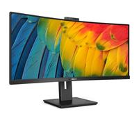 Philips 34B1U5600CH - Monitor curvo WQHD de 34 pulgadas, 120Hz, VA, 4ms, cámara web, KVM, MultiView, RJ-45 a USB-C, ajuste de altura (3440 x 1440 @ 120Hz, HDMI 2.0 / DP 1.4 / USB-C PD 100W)