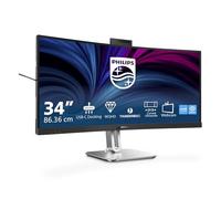 Philips 34B2U6603CH - Monitor Curvo WQHD de 34 Pulgadas, Regulable en Altura, Altavoces, Webcam de 5 MP, cancelación de Ruido, HDR400 (120 Hz, HDMI, DisplayPort, USB-C, USB Hub) Gris Oscuro