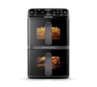 Philips 4000 Airfryer - Freidora de Aire doble Cesta Vertical 10L, Negro