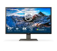 Philips 439P1 Monitor 43 Pulgadas UHD, 60Hz, VA, 4 ms GtG, Adaptive Sync., HDR400, Altura Ajustable, Altavoces (3840x2160, 2X HDMI 2.0, 1x DP 1.4, USB-Hub, USB-C), Negro