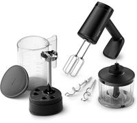 Philips 5000 Batidora de Mano 3 en 1, 500 W, 5 Velocidades, Negro | Batidora eléctrica 3 en 1 con picadora, 500 W, 5 velocidades, antisalpicaduras, almacenamiento inteligente (HR3781/20)