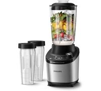 Philips 7000 Batidora de Vaso ProBlend Ultra, 1500 W, 2L + 2 vasos, Metal | Vaso de 2L, programas rápidos, 2 vasos, batidora smoothie, apta para lavavajillas, app de recetas HomeID (HR3760/10)