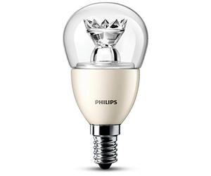 Philips 929000272001 - Bombilla LED esférica transparente, 40W, casquillo E14, luz cálida, regulable