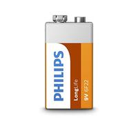PHILIPS 9V Alkaline Battery - 6F22 - Vida Útil hasta 5 Años