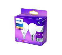 Philips a gota LED E14 4,3W 2.700K opalino 2 ud