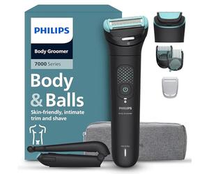 Philips Afeitadora Corporal S7000 - Recortadora para Hombre con Cabezal Pivotante Intercambiable 2D, Sistema Triple Protect, Apta para la Ducha y la Zona Íntima, 120 min. de Autonomía, BG7480/15