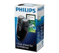 Philips Afeitadora Portátil, Afeitadora Eléctrica en Seco de Viaje para hombre, Sistema de Cuchillas CloseCut, Cabezales flexibles, Diseño compacto, Pilas, Modelo PQ206/18