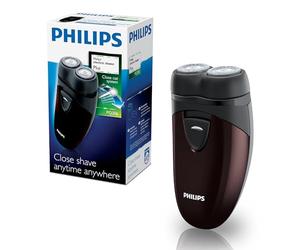 Philips Afeitadora Portátil, Afeitadora Eléctrica en Seco de Viaje para hombre, Sistema de Cuchillas CloseCut, Cabezales flexibles, Diseño compacto, Pilas, Modelo PQ206/18