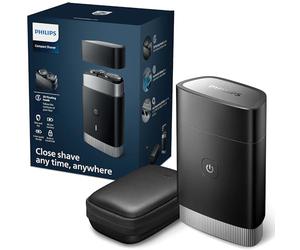 Philips Afeitadora Portátil, Afeitadora Eléctrica en Seco y Húmedo de Viaje para hombre, Sistema de Cuchillas ComfortCut, Cabezales flotantes 3D, Diseño compacto, Batería potente, Modelo PQ888/06