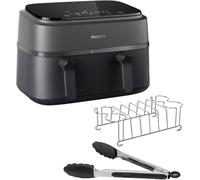 Philips Airfryer Dual Basket Serie 3000, 9L, Freidora de aire con 2 cestas, Kit Desayuno, Tecnología Rapid Air, 99% menos de grasa, ahorro de energía, ideal para familias, App HomeID (NA350/03)