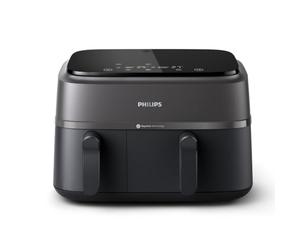 Philips Airfryer DualBasket - Cocina sano, rápido y versátil, 9L de capacidad, pantalla táctil, diseño con 2 cestas (NA350/00)