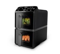 Philips Airfryer Serie 4000 Doble cesta vertical 10L - Tecnología RapidAir, Sincronización, 2 cestas a la vez, 45% menos espacio, Revestimiento cerámico sin PFAS, Ventanas de visualización (NA460/00)