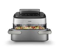 Philips 5000 Airfryer - Freidora de Aire cesta flexible 9,5L, SteamFry | Cesta flexible 3L y 6L, "SteamFry" Vapor y air, 28 modos, Auto SteamClean, tecnología Rapid Air Plus, app HomeID (NA565/00)