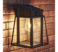 Aplique solar de exterior Philips Lysin UltraEfficient, bombilla solar reemplazable, sensor de movimiento, 2700K, negro