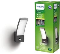 Philips - Aplique mural con sensor Philips Splay, lámpara LED de exterior, color antracita, luz blanca cálida, 12W