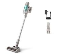 PHILIPS Aspiradora sin Cable Serie 2000, Potente succión en Suelos Duros, 40 min de autonomía, Cepillo con luz LED, Batería reemplazable, Ligero, Filtrado en 3 Fases, Montaje en Pared (XC2012/01)