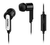 PHILIPS AUDIO SHE1405BK - Auriculares (con Cable y micrófono, Cable de 1.2 m, 3 tamaños de Almohadillas), Negro