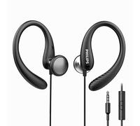 Philips Auriculares con Cable con micrófono para los oídos, Auriculares Flexibles con Gancho para los oídos, Auriculares con Cable con micrófono en los Auriculares, Deportes