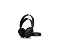 Philips Auriculares de TV SHD6000BK con batería de 30 Horas, Alcance de 30 m, conexión Digital de 2,4 GHz, batería reemplazable, entradas ópticas y de 3,5 mm, Comodidad sobre la Oreja, Color Negro