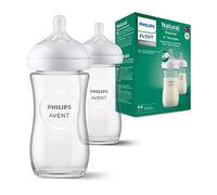 Philips Avent Biberón de cristal Natural Response: 2 biberones de 240 ml sin BPA para recién nacidos a partir de 3-6 meses (modelo SCY933/02)