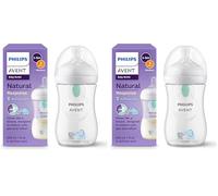 Philips Avent Biberón Natural Response: biberón de 260 ml con sistema AirFree, sin BPA, para recién nacidos a partir de 1 mes, estampado Elefante (modelo SCY673/81) (Paquete de 2)