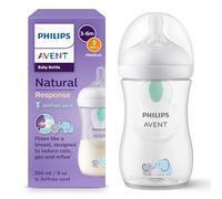 Philips AVENT Natural Response SCY673/81 Biberón Airfree 260ml, deco elefante, tetina T3, 1m+