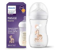 Philips Avent Biberón Natural Response: biberón de 260 ml sin BPA para bebés de 3 a 6 meses, estampado Jirafa (modelo SCY903/66)