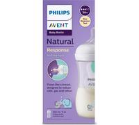 Philips AVENT Natural Response SCY673/81 Biberón Airfree 260ml, deco elefante, tetina T3, 1m+