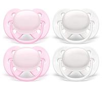 Philips AVENT Chupete ultra suave, 0-6 meses, blanco ártico, rosa, paquete de 4, SCF214/41
