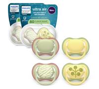Philips Avent chupetes ultra air: diseño anatómico, para bebés a partir de 18 meses, tetina simétrica de silicona suave, sin BPA, con 2 estuches esterilizadores, paquete de 4, SCF349/55