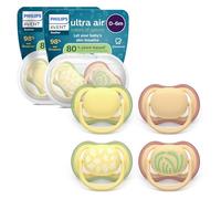 Philips Avent chupetes ultra air: diseño anatómico, para bebés de 0 a 6 meses, tetina simétrica de silicona suave, sin BPA, 2 estuches esterilizadores, paquete de 4, SCF087/21