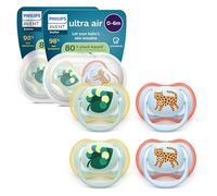 Philips Avent chupetes ultra air: diseño anatómico, para bebés de 0 a 6 meses, tetina simétrica de silicona suave, sin BPA, 2 estuches esterilizadores, paquete de 4, SCF087/19