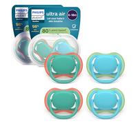 Philips Avent chupetes ultra air: diseño anatómico, para bebés de 6 a 18 meses, tetina simétrica de silicona suave, sin BPA, 2 estuches esterilizadores, paquete de 4, SCF087/24