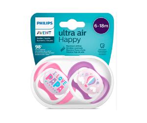 Philips Avent Chupetes Ultra Air Happy I Love Papa 6-18m Rosa 2 uds