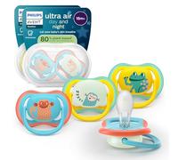 Philips Avent chupetes ultra air para día y noche: diseño anatómico, para bebés a partir de 18 meses, modelo que brilla en la oscuridad, tetina simétrica extrafirme, sin BPA, paquete de 4, SCF349/56