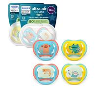 Philips Avent chupetes ultra air para día y noche: diseño anatómico, para bebés a partir de 18 meses, modelo que brilla en la oscuridad, tetina simétrica extrafirme, sin BPA, paquete de 4, SCF349/56